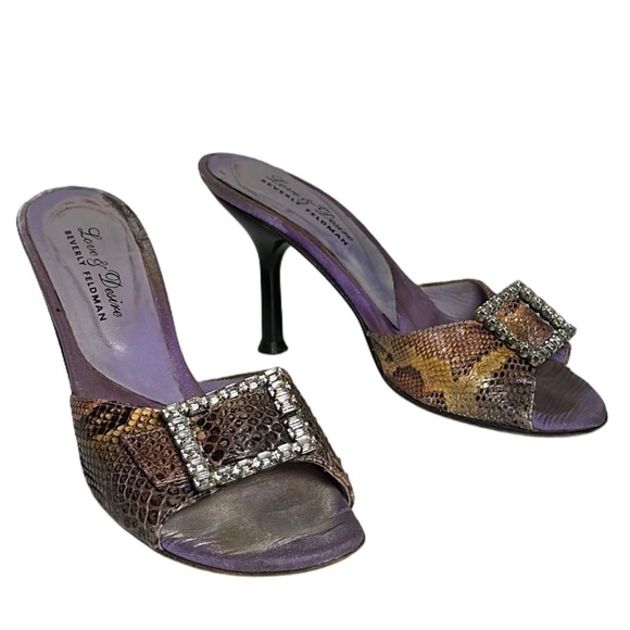 Beverly Feldman Shoes - BEVERLY FELDMAN 90s Y2K Spain genuine snake skin leather spiked sandal heels